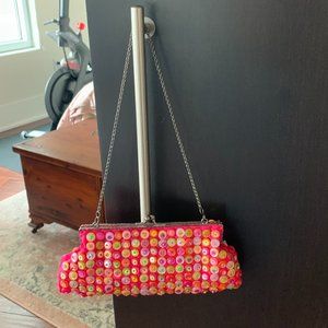 Pink Pocketbook with Buttons and Clasp